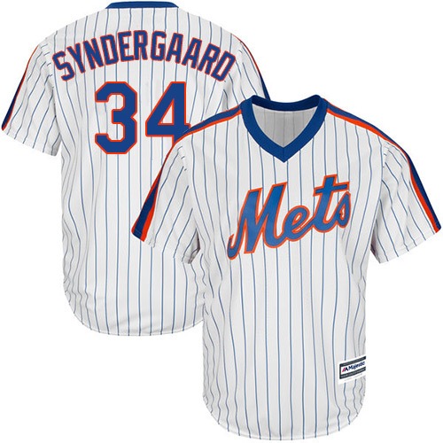 Mets #34 Noah Syndergaard White(Blue Strip) Alternate Cool Base Stitched Youth MLB Jersey - Click Image to Close